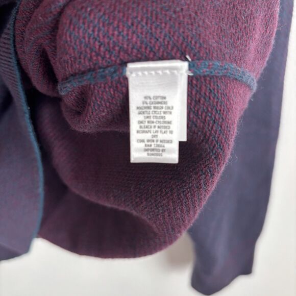BONOBOS Mens Large 1/4 Zip Pullover Sweater Blue Purple Cotton Cashmere - Picture 4 of 5